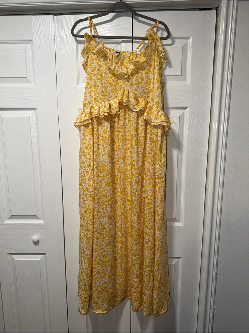 Old Navy Yellow Floral Ruffle Maxi Dress